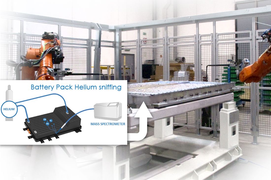 Leak testing of battery pack with sniffing system